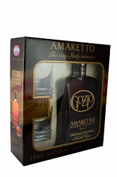 Ликер Амаретто Гоцио 0,7л с двумя бокалами в подарочной коробке